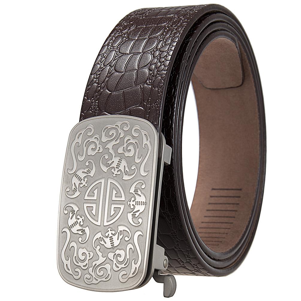 

Ремень из коровьей кожи с рисунком беззубца аллигатора, мужской, титановая пряжка, беззубец, пряжка Ly39-25746-8 110-130CM