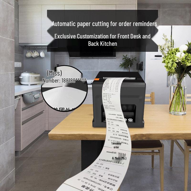80mm Thermal Receipt Printer for Supermarkets, Catering, Takeaway, and Kitchen Billing