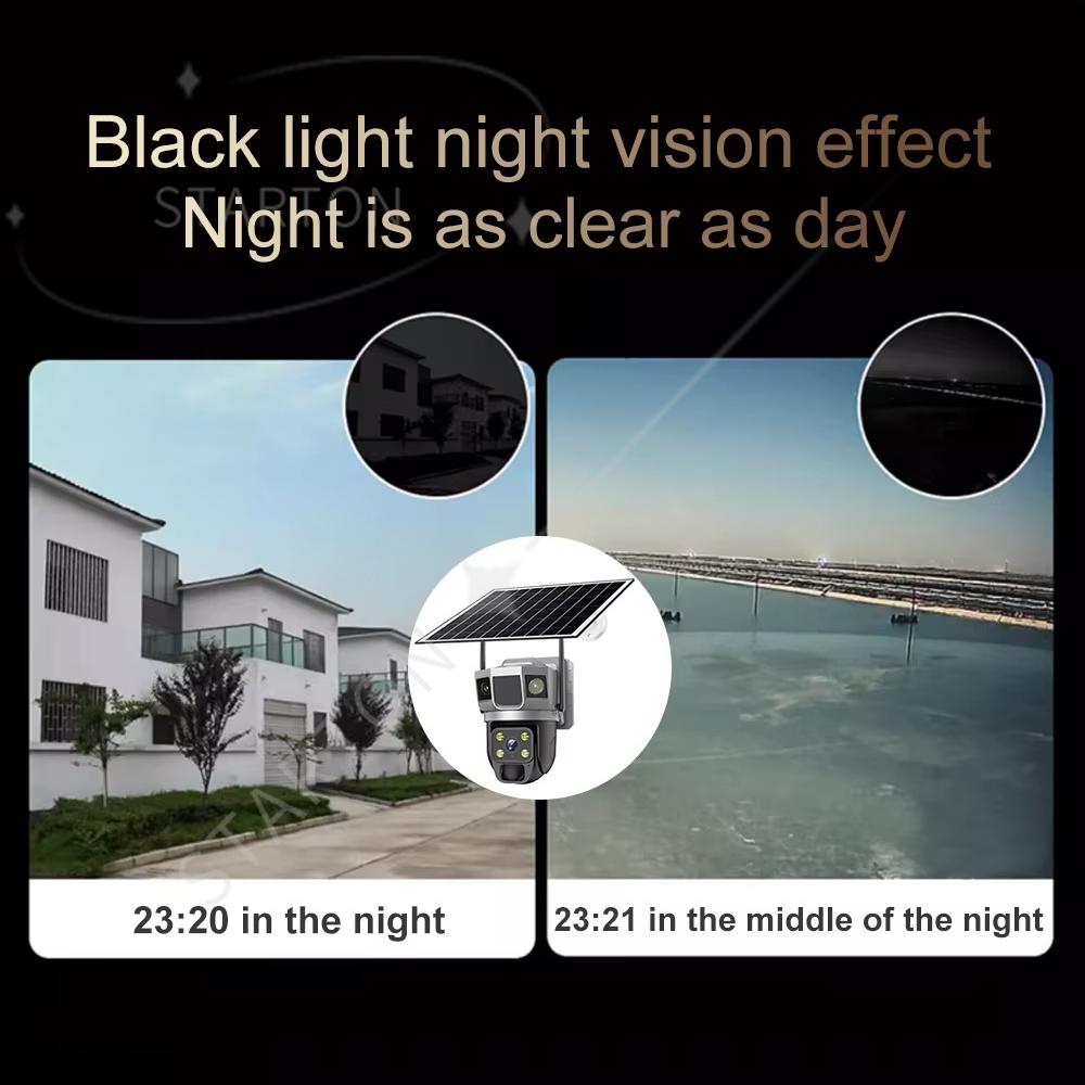 Güneş Enerjili Gözetim AOV Tam Renkli Gece Görüşü Dış Mekan Su Geçirmez 24 Saat Kayıt Güneş Enerjili Kamera