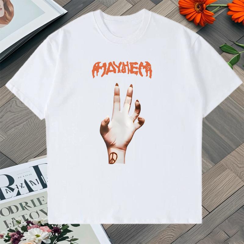 

2026 Trend Lady Gaga Mayhem New Album Oversized T-shirt Y2K Vintage Men Women 100% Cotton Short Sleeve Popular T-shirts Unisex S разноцветный