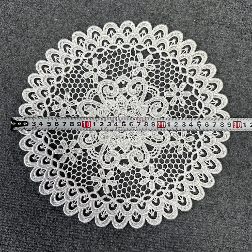 New French Retro Water-soluble Lace Placemat White Round Hollow Heavy Industry Embroidery Table Mat