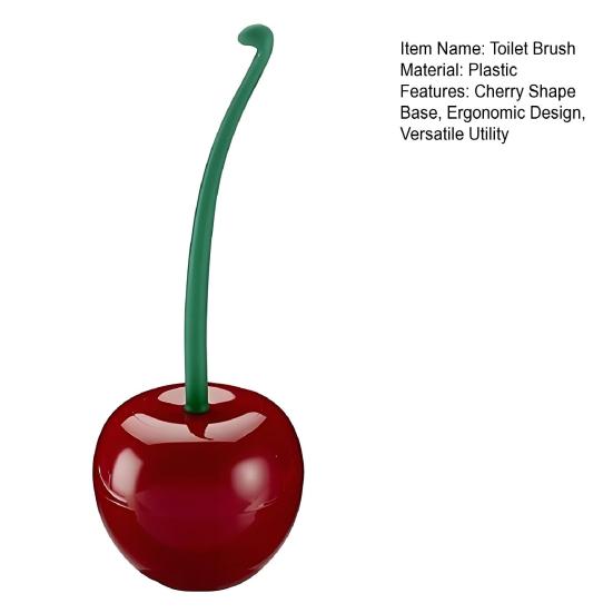 Toilet Brush Set with Base Cherry Shape Ergonomic Non-Slip Handle Bright Color Bathroom Cleaning Brush