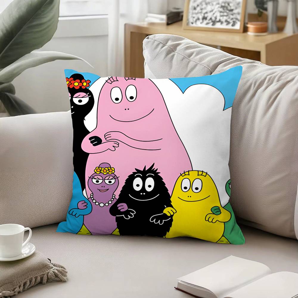 B-BarbapapaS-Cartoon Pillow Case Pattern Printed Pillowcase For Living Room Sofa Cushion Cover & Bedroom Decor