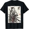 Samurai Cat Warrior Ukiyo Ink Artwork Cat Samurai Gift Unisex T-Shirt