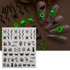 DIY Nail Art Stickers 6 Sheets Halloween Glow-in-the-dark Sticker, Spooky Ghost Pumpkin Skull Manicure Dark Theme Supplies Decal, Decoration