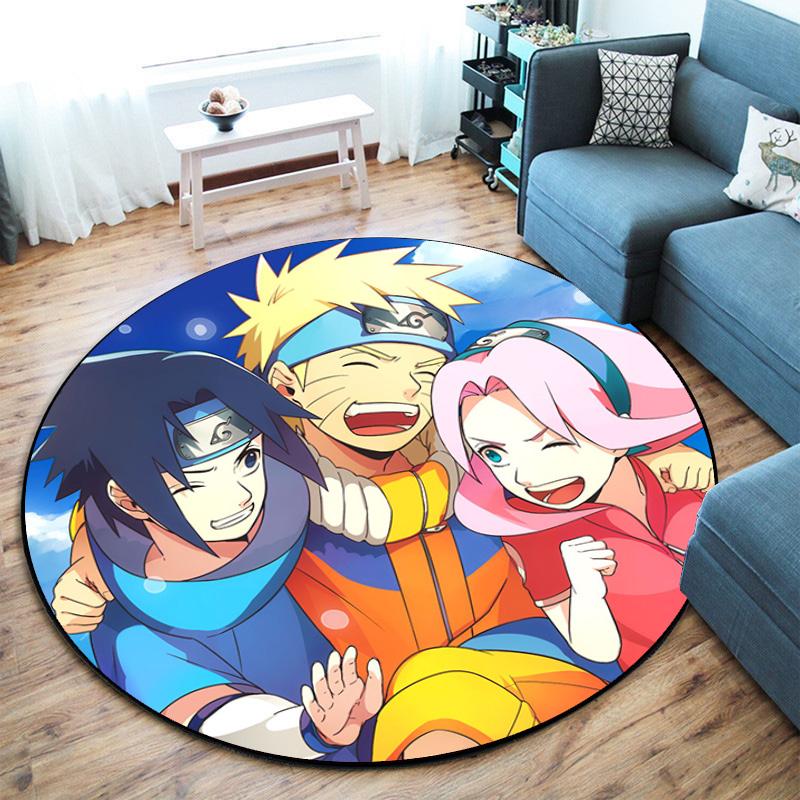 Famous cartoon NARUTO protagonist Uzumaki Naruto round carpet soft home decoration anti-slip door mat outdoor picnic mat carpet M4
