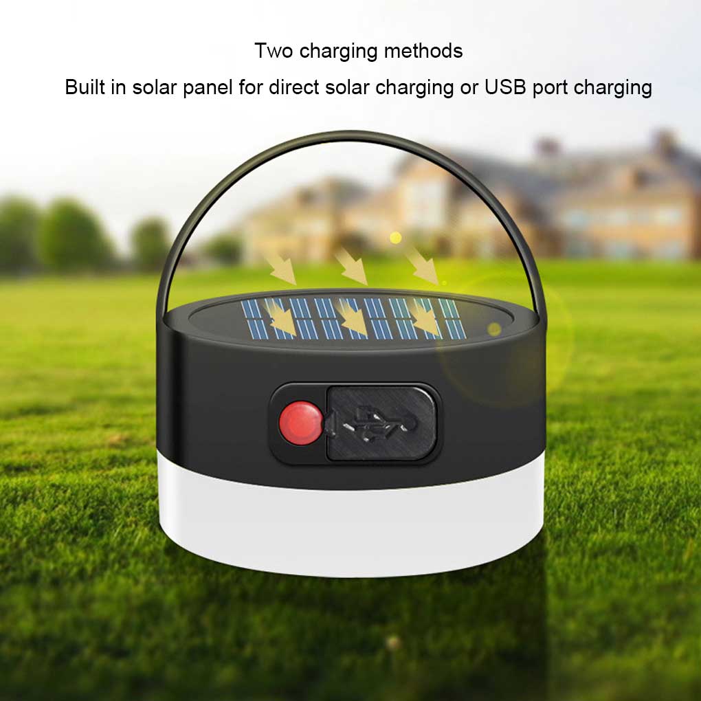 Solar Tent Lamp Outdoor Camping Rechargeable Emergency Lantern Camper IP55 Waterproof Adjustable Light Power Bank Patio
