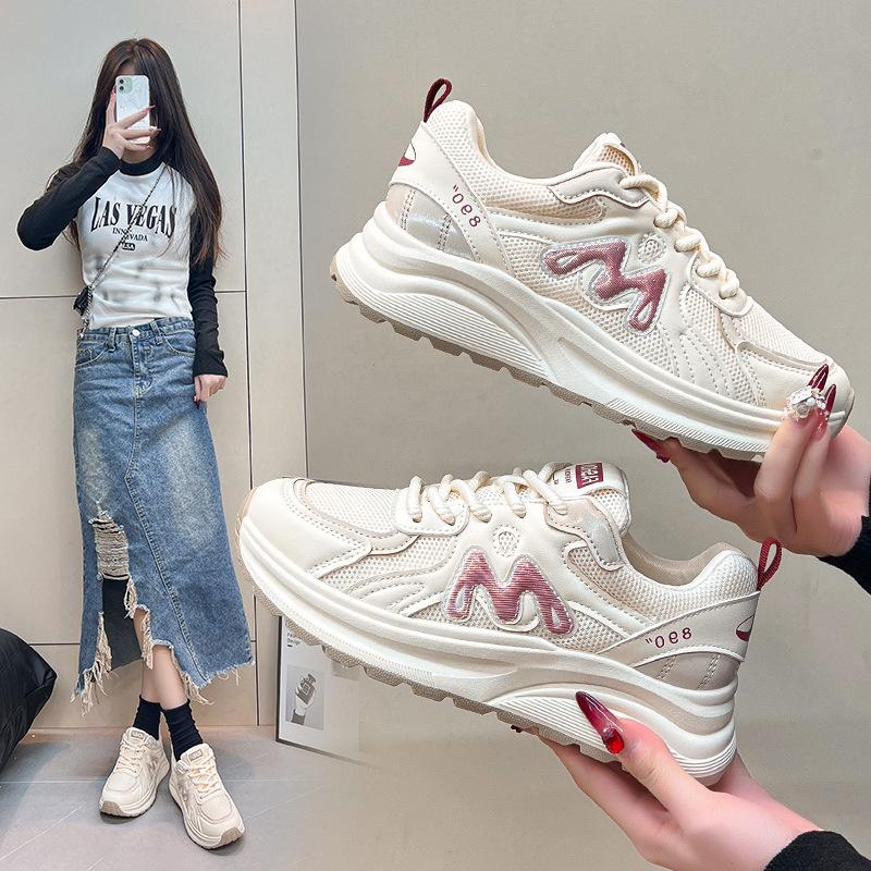 2025 spring Forrest Gump shoes women's new platform dad shoes breathable sports shoes lightweight casual running shoes German training shoes