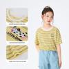 Xiaoyinman Girls' Striped Embroidered Short-Sleeve T-Shirt