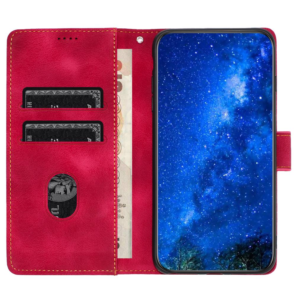 L002 For iPhone 13 Pro Max 6.7 Inch Leather Wallet Stand Phone Case Shockproof Lines Imprinted Cover