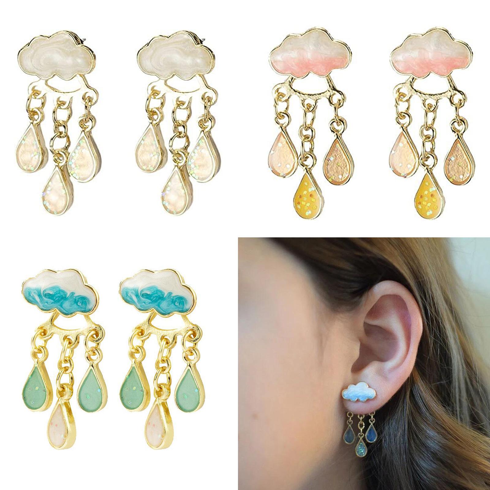 

Элегантные серьги с кристаллами в виде облаков и капель дождя для женщин и девочек, уникальные висячие серьги, модные ювелирные изделия, подарок 3