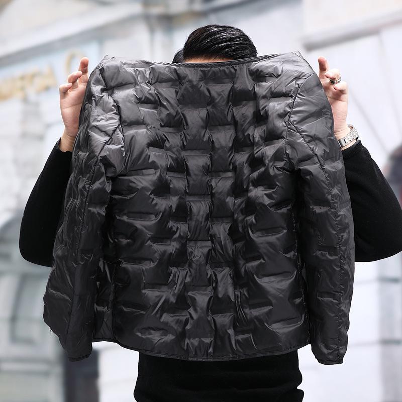 Autumn and Winter First-layer Cowhide Genuine Leather Jacket for Middle-aged and Elderly Men with Lapel and Down Liner Detachable Jacket for Dads