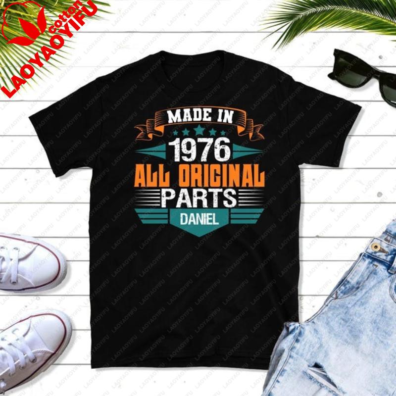 50th Birthday Unisex Crewneck Tshirt For Unisex 1976 Original Parts Bday Gift Hipster Street Fashion Casual Printed Tshirt Tops