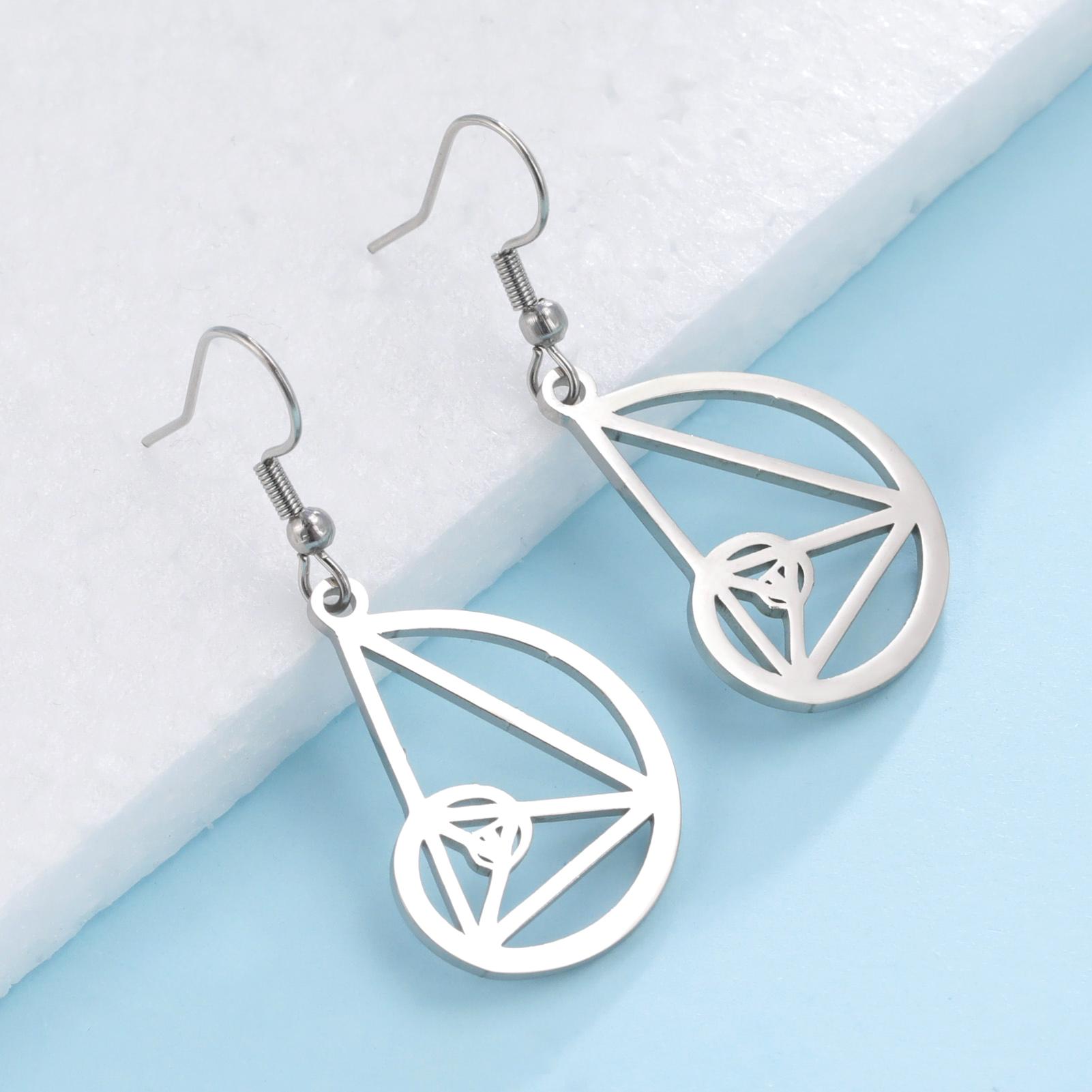 LIKGREAT Geometry Screw Earring Fibonacci Golden Ratio Drop Earrings Stainless Jewlery Steel For Women Sacred Geometry Math Gif