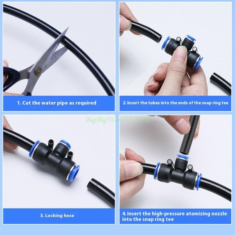 24TE Outdoor Misting Cooling System Bending Water Air Misting Nozzle Sprays Garden Flower