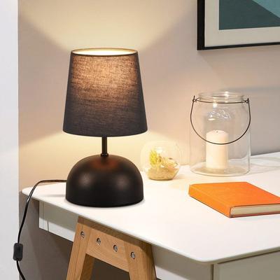 Table Lamp - NETTLIFE - Standard Model - Black - Metal - Fabric Lampshade