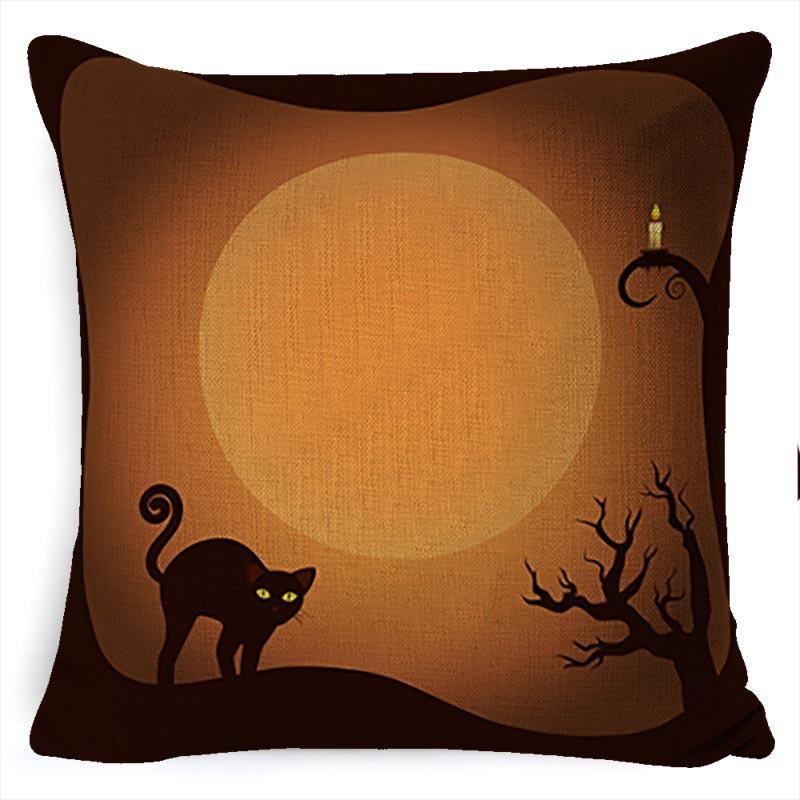 Halloween Pillow Pumpkin Little Witch Horror Cushion Linen Cushion Cover Holiday Party Pillow Cover Bed Backrest