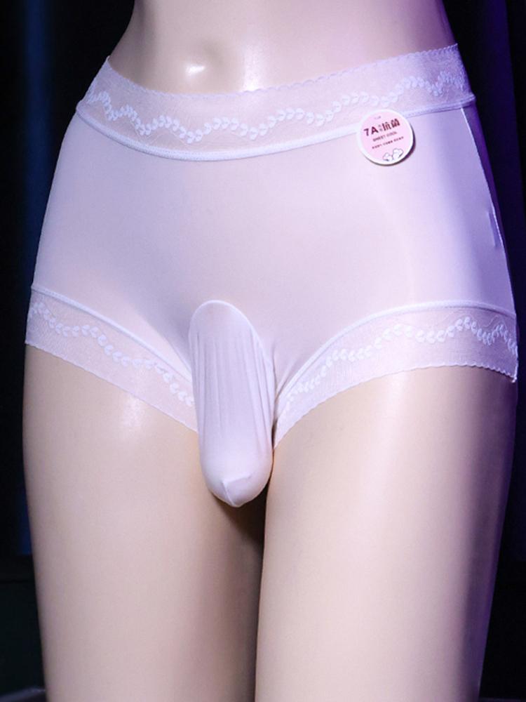 Sexy Men Lace Oil Glossy Shiny U Convex Pouch G-String Cock Ring Sheath Sissy Briefs Breathable Thong Thin Underwear T-Back