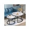 Table Basse Ronde Lot De 2 Tables Basses Salon Table D'appoint Ronde Emboîtée 2 Table D'appoint ronde(Chêne)