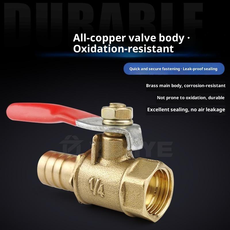 Brass Hose Barb Ball Valve Anti Corrosion Leak Proof For Home Plumbing Water Gas Pipe Flow Control