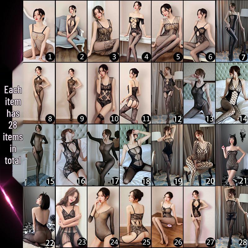 Women s Sexy Fishnet Lingerie Set with Open Crotch and Revealing Mesh One Size (Deluxe Packaging)