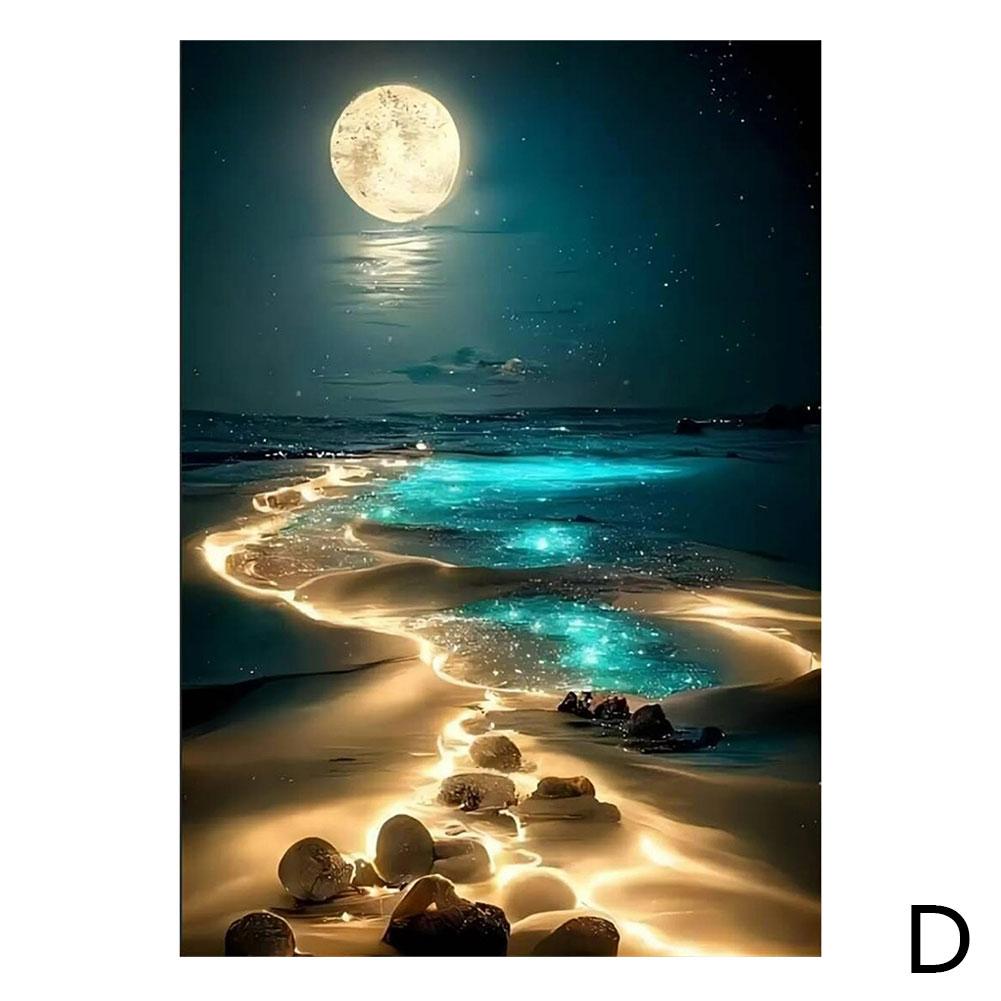 Diamond Art Canvas And Matching Diamond Art Stickers Diy Diamond Art Painting Mosaic Moon Home Decor Wall Art Square Round Drill