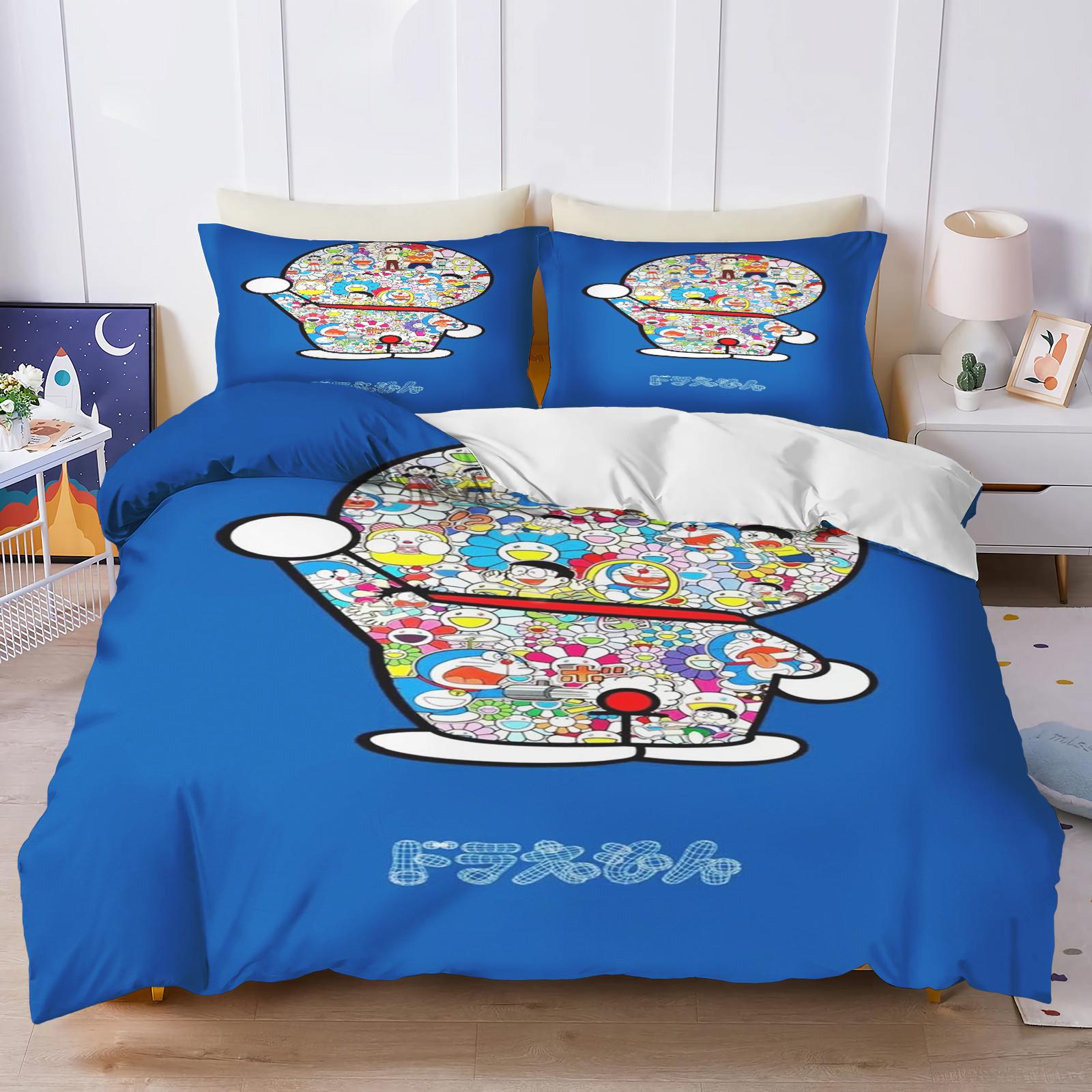 

Blue Robot Carton Soft with Soft Fabric Duvet Cover Home Pilowcase Set Adult People Bedrom Children Warm Comforter Beding 120*200cm Single