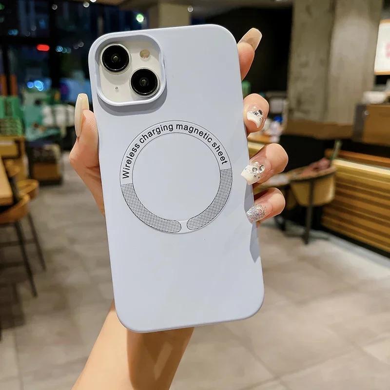 Liquid Silicone Phone Case For Apple iPhone 17 16 15 14 13 12 Pro Max Plus Air Magsafe Magnetic Wireless Charger funda