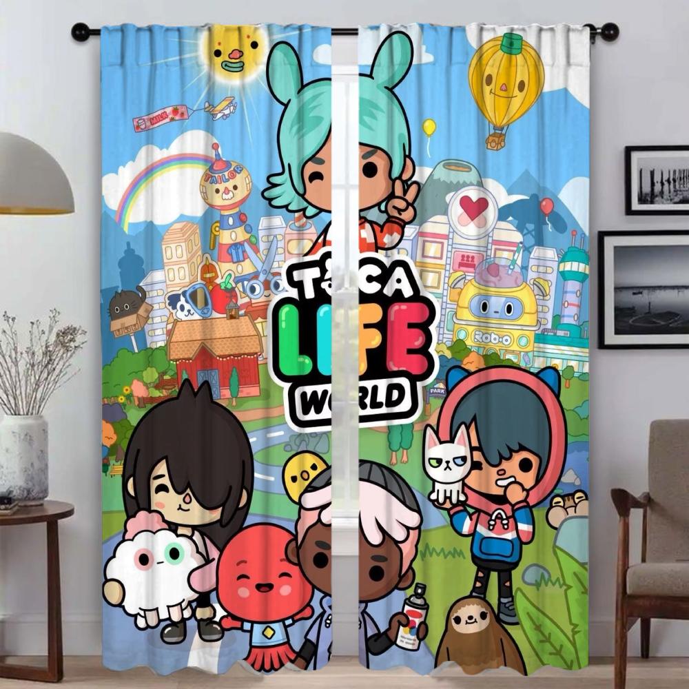 

Tocas Life World Partition Window Curtain for Room 2 Panel Home Interior Curtains Halloween Decoration Shades Tulle for Bedroom W50xH70cmx2pcs-CL