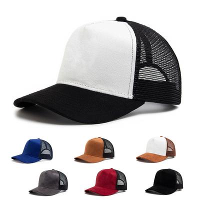 Unisex Heißverkauf 5-Panel Netz Wildleder Trucker Cap Männer Hohe Qualität Baseballkappe Frühling Sommer Atmungsaktiv Verstellbar Sportkappen