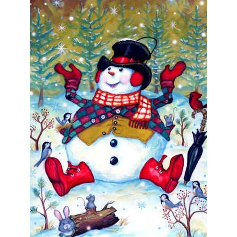 Elmas Boyama Sanatı Tam Matkap Kardan Adam Elmas Boyama El Yapımı Karlı Gün Diy Elmas Mozaik Resim Ev Dekorasyon Noel Hediyesi