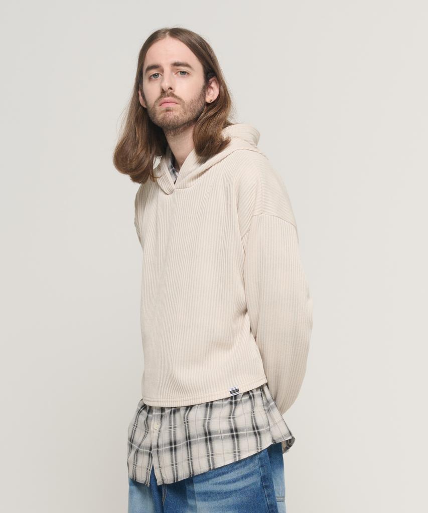 CARGOBROS Hooded Cropped Layered Long Sleeve Knit (Ivory)