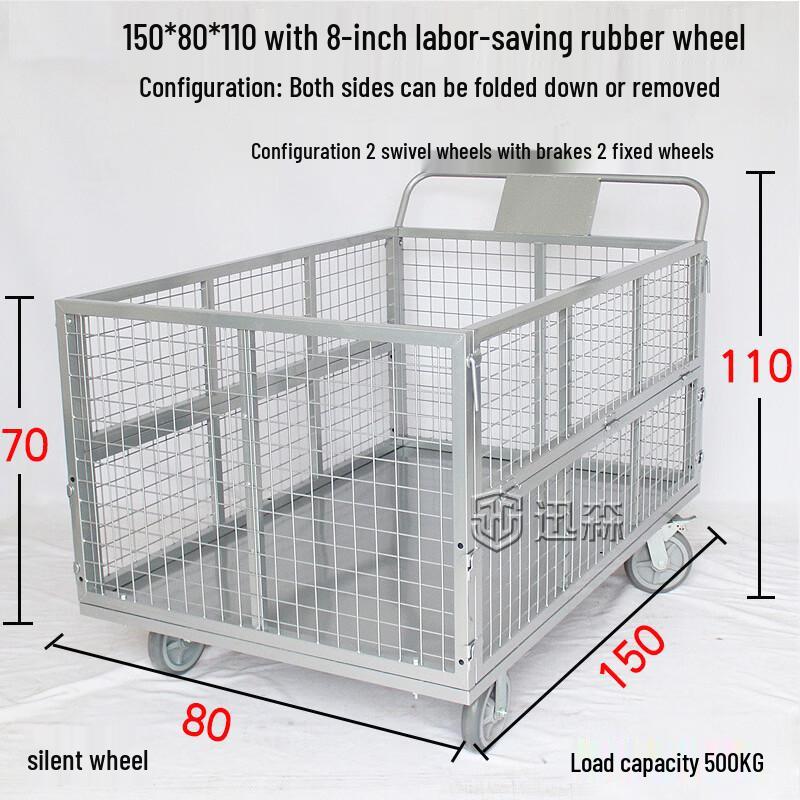 Heavy-Duty Folding Mesh Warehouse Cart
