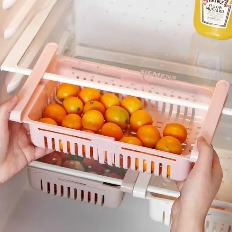 Fridge Organizer Box Retractable Multifunctional Tiered Refrigerator Shelf Fresh Divider Layer Shelf Kitchen Storage Organizer