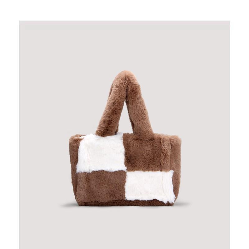 

Large-capacity Bag Women 2025 New High-quality Contrasting Color Fur Fashionable Plush Handbag Tote