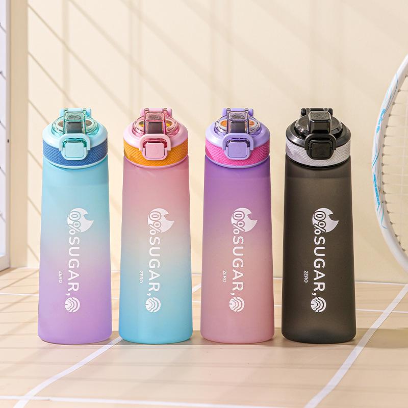 Tritan Scented Cup with Aroma Infusion Straw - Sugar-Free, Calorie-Free, Two-Tone Gradient Plastic Water Bottle Gadget