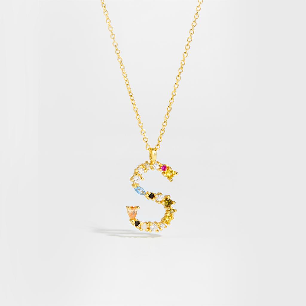 925 Sterling Silver Gold Letter M Pendant Initial F Alphabet Necklace Monogram Opals 2020 Women Accessories Jewelry