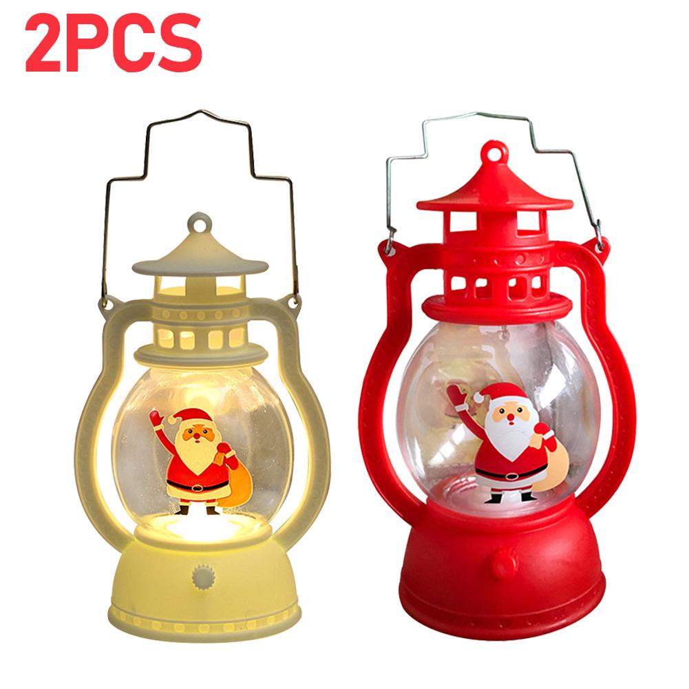 Christmas Portable Lantern Battery Operated Santa Claus Snowman Oil Lamp with Handle Xmas New Year Gifts for Table Decoration