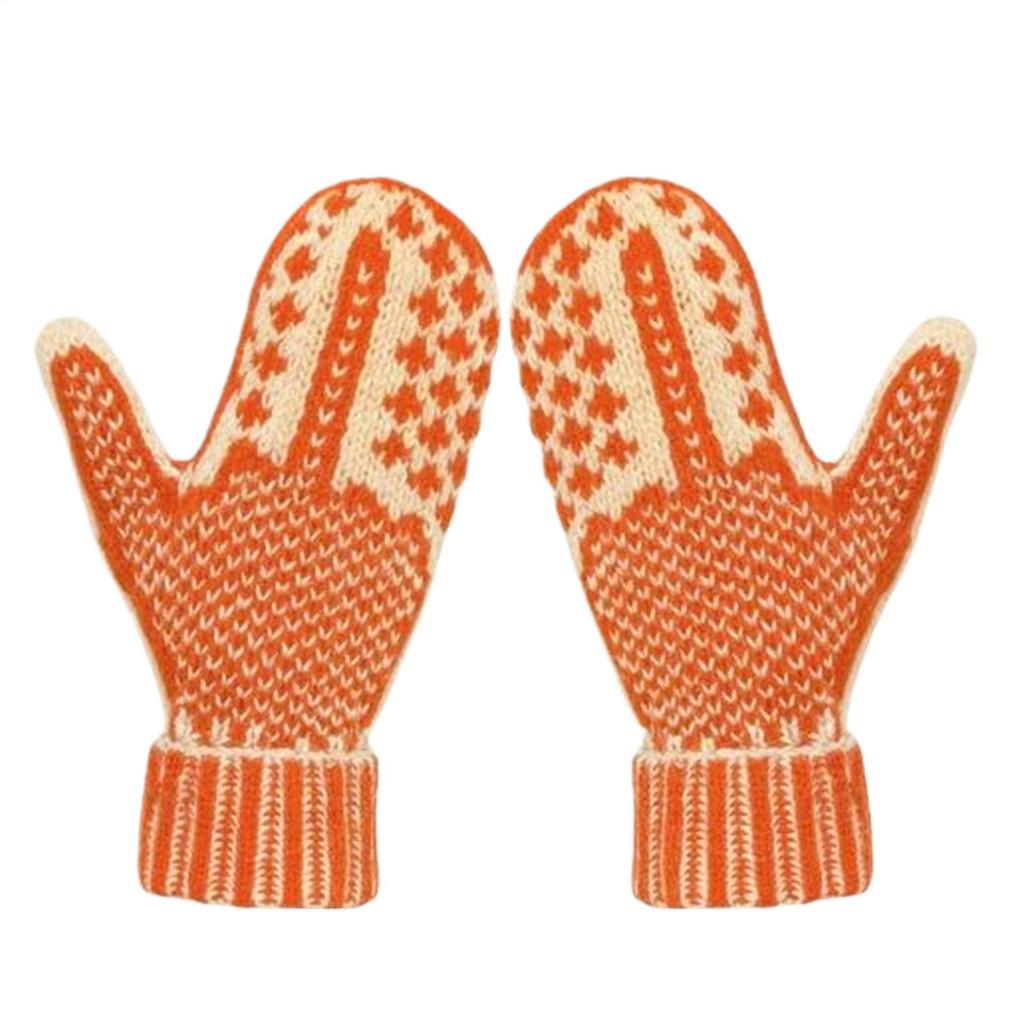 1pair Mittens Funny Middle Finger Gloves Winter Knit Warm Novelty Orange Knitting Pattern Gag Gift