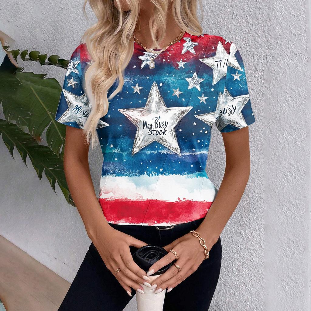 Top Feminino de Manga Curta com Estampa do Dia da Independência