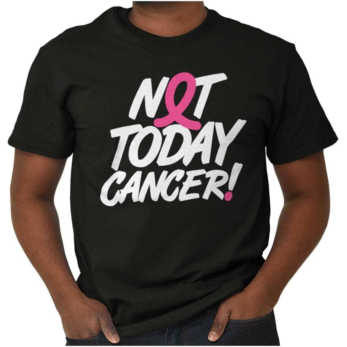Not Today Breast Cancer Pink Ribbon Fighter Womens Graphic Crewneck T Shirt Tee L