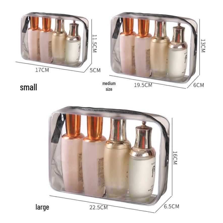 Neceser impermeable de PVC de tres piezas: gran capacidad, portátil y con cremallera.