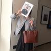 Top layer oil wax cowhide large-capacity design tote bag genuine leather fashion shoulder bag