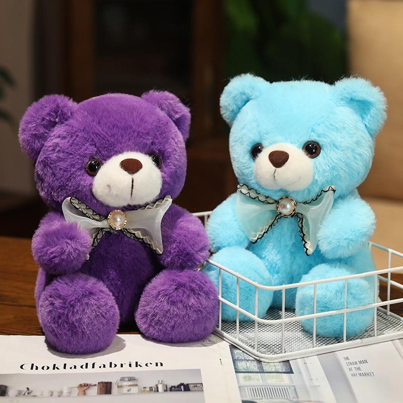 20cm 9 Colors Bow Tie Bear Cute Teddy Bear Plush Toys Stuffed Soft Bear Doll BoysGirls Appease Doll Kids Baby Birthday Gift