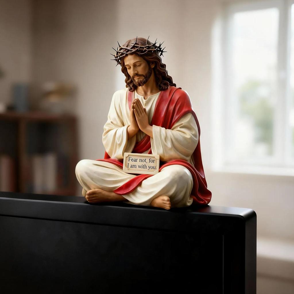 Hand Painted Jesus Figures Religious Resin Sculpture fear not, for I am with you Jesus Resin Desk Companion Figurine