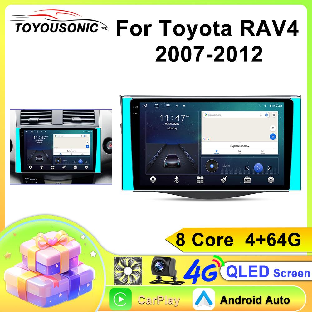 10,1 Zoll kabelloses Autoradio für Toyota RAV4 2006-2012 CarPlay Android Auto Touchscreen Autoradio mit Rückfahrkamera GPS WIFI
