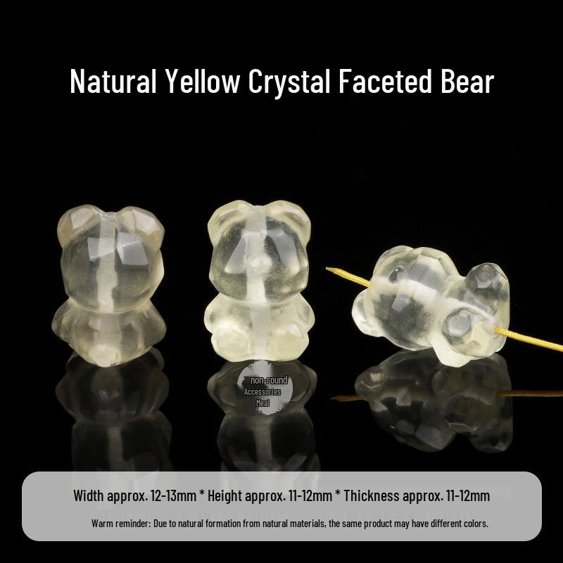 Natural Citrine Carving: Double Lotus, Nine-Tailed Fox, Rabbit, Gold-Swallowing Beast, Waking Lion - DIY Handmade Accessories