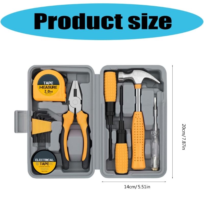 Complete Household Tool Including Hexagonal Wrenches Screwdriver Pliers Comfortable Grip Handles Compact Storage Case