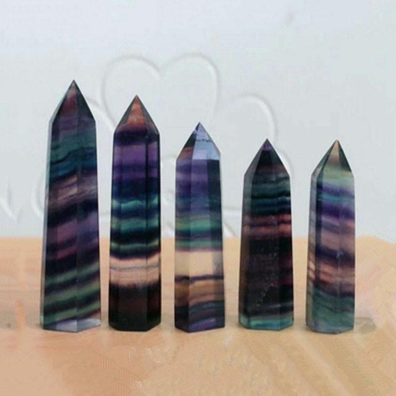 Elegant Natural Fluorite Quartz Crystal Stone Healing Amethyst Hexagonal Wand Point For Wellness And Balance