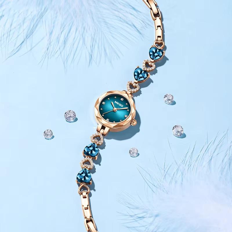 L36 Casual and Fashionable Women Watch Diamond Studded Waterproof Blue Crystal Bracelet Quartz Watchwatches for Woman